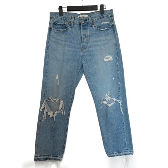 Levi's Premium Wedgie Straight Distressed Released Hem Jeans Size 29 - Picture 1 of 9